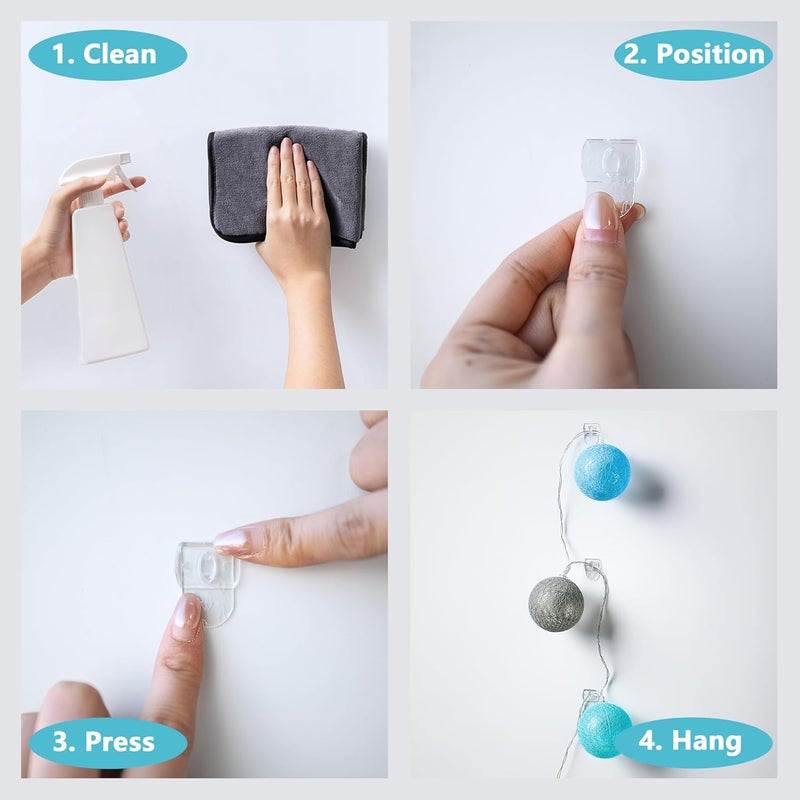 MOVELYST 240 Mini Clear Light Clips with 300 Adhesive Strips, Damage-Free Indoor Mini Wall Hooks for Hanging, Removable Clips for Christmas Decoration - Image 3